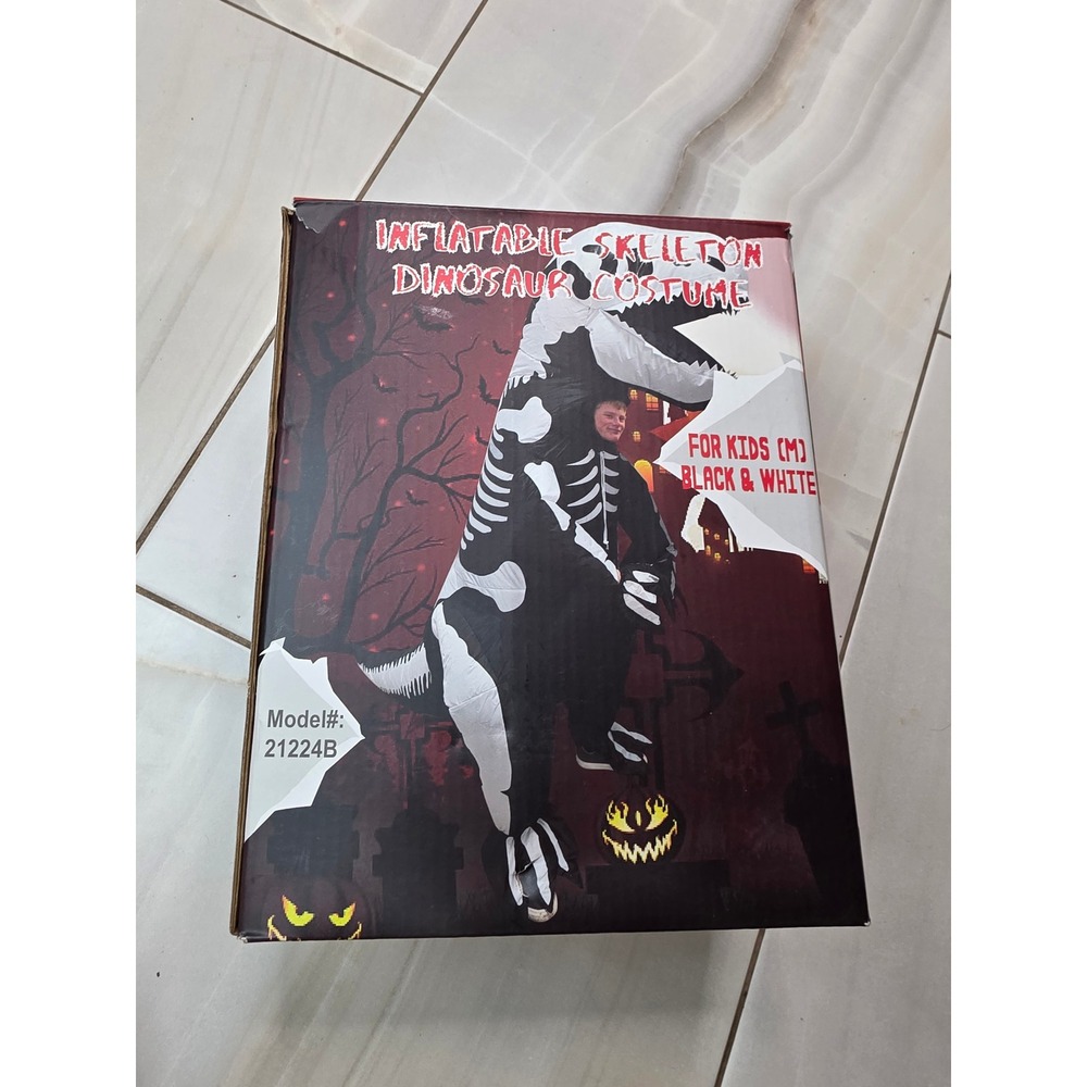 Lulu Home Inflatable Skeleton T-Rex Costume Kids Black Dinosaur 6.5FT 21224B K1 - Picture 4 of 13